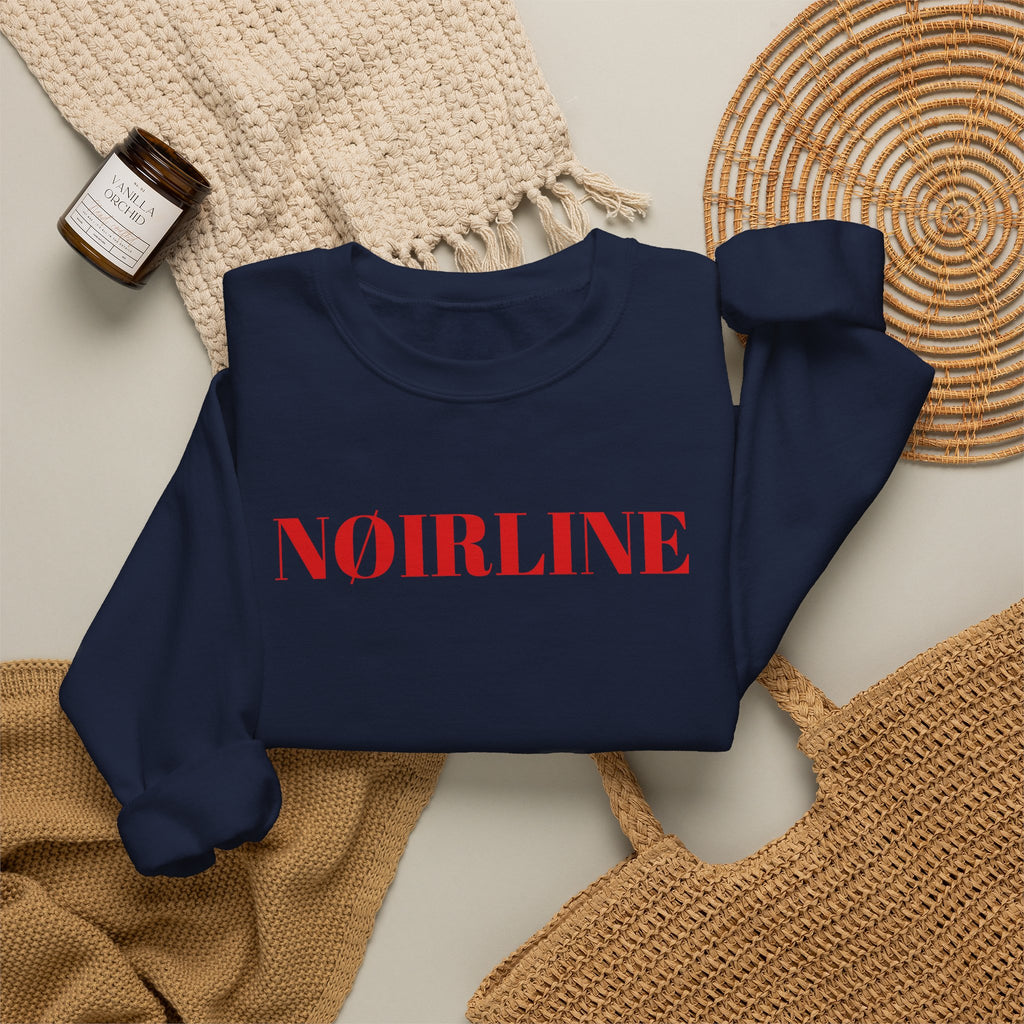 Noirline Crewneck Sweatshirt — Minimal Red Logo Pullover