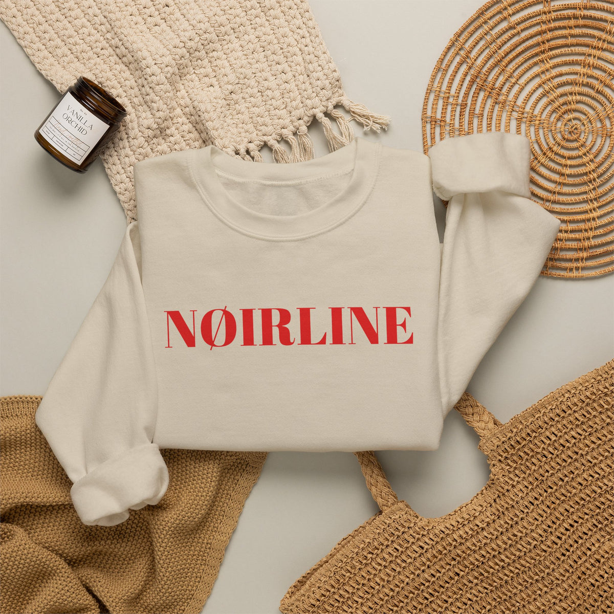 Noirline Crewneck Sweatshirt — Minimal Red Logo Pullover
